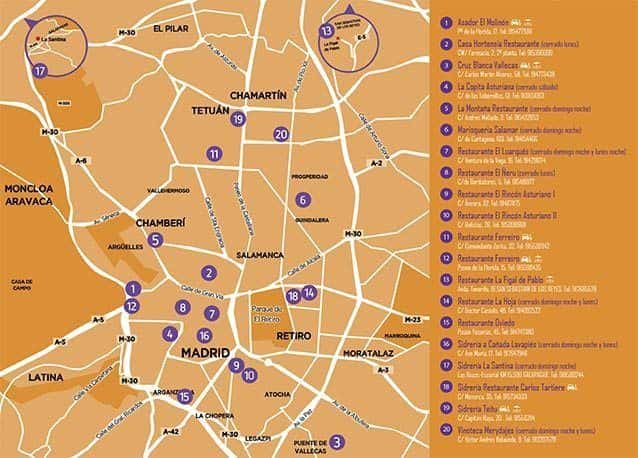 Mapa de los restaurantes participantes