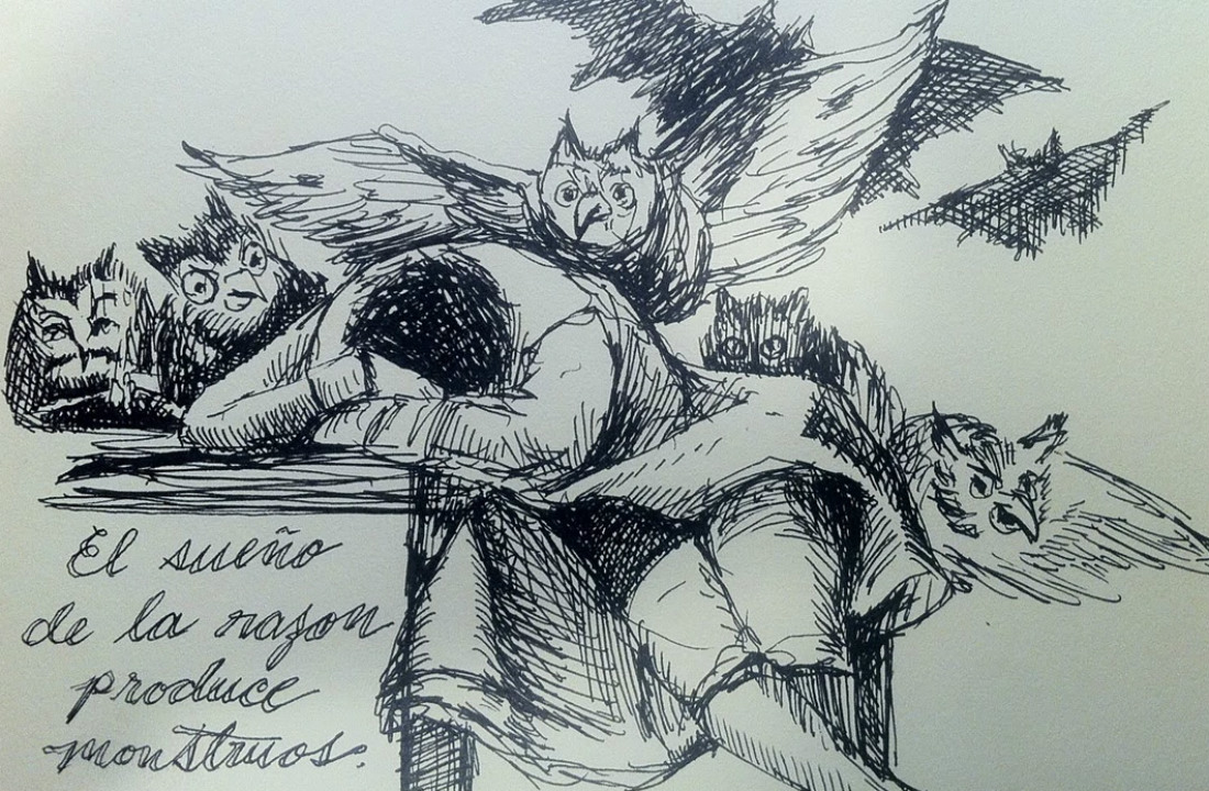 Grabado 'El sueño de la razón produce monstruos' de Goya